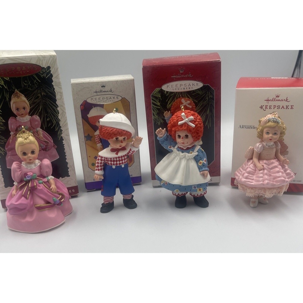 Four (4) Hallmark Madam Alexander Ornaments Mop Top Wendy Billy Cinderella 90's
